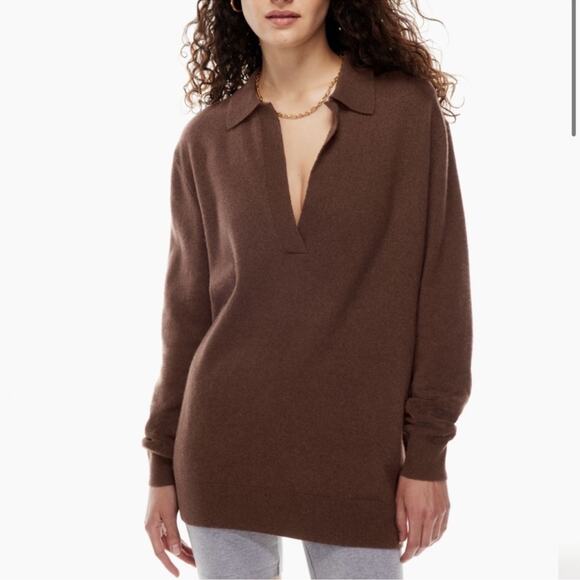 Aritzia Group Babaton Circuit Sweater Brown Merino Wool Womens Oversized Small - Picture 2 of 9